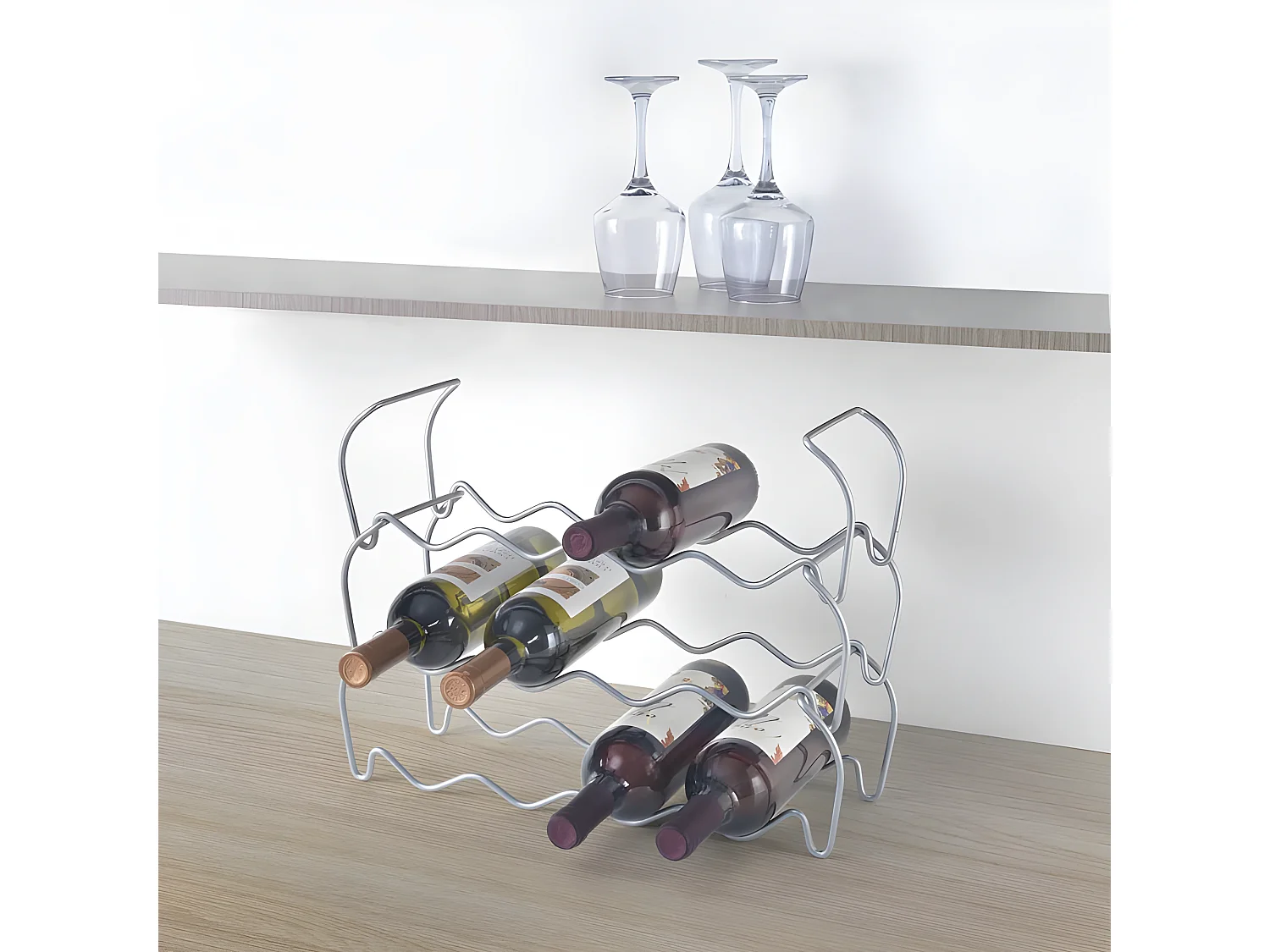 Porte-bouteilles empilable 12 compartiments modulable en métaltex. Finition Polytherm® Couleur Grise