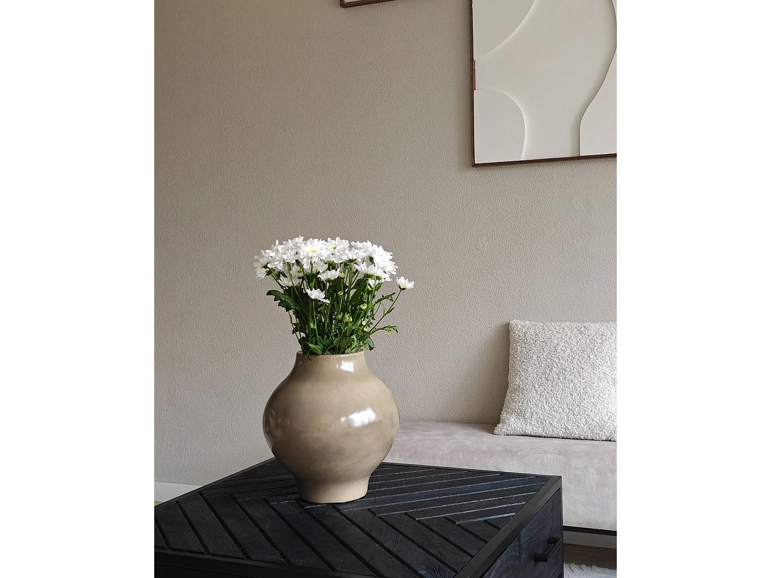 Vase à fleurs MAGAN Céramique 31 cm Taupe