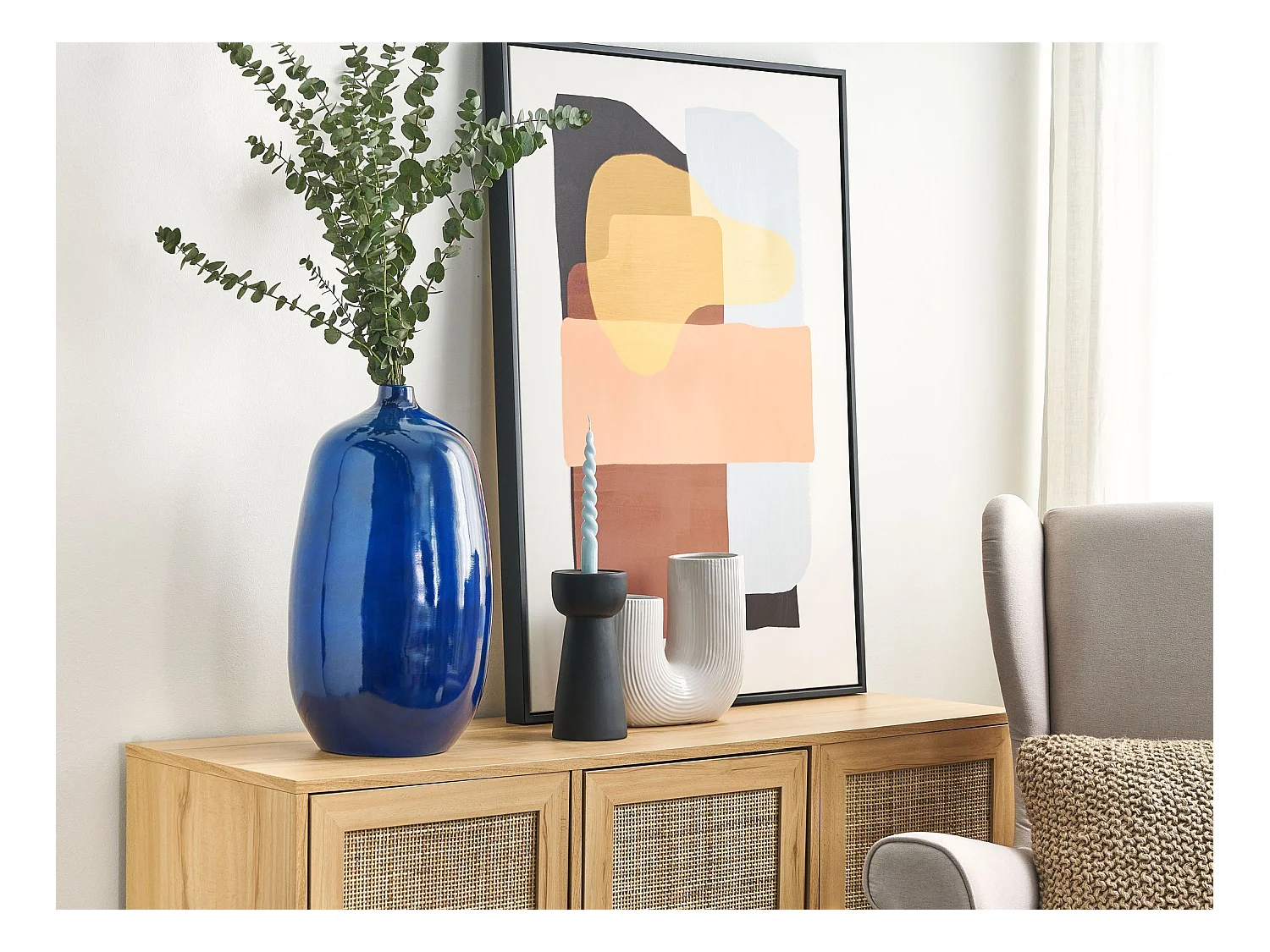 Jarro de flores VITORIA Cerâmica 45 cm Azul escuro