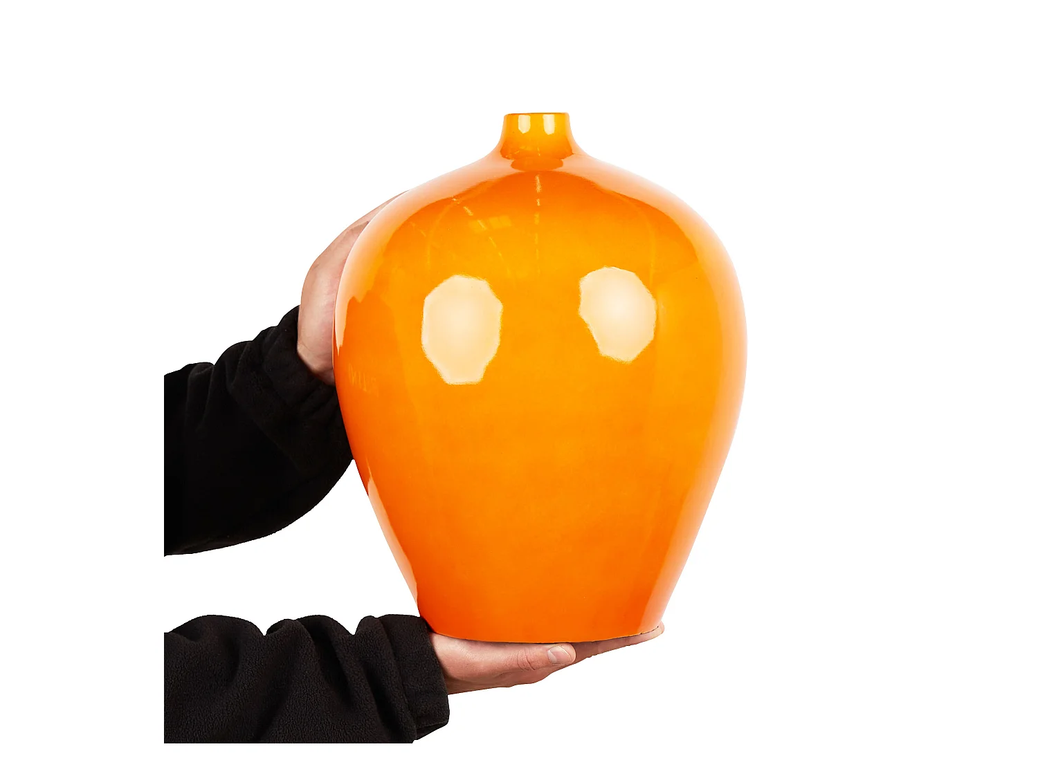 Runde Blumenvase Terrakotta handgefertigt orange 37 cm bauchig Modern Terrasa