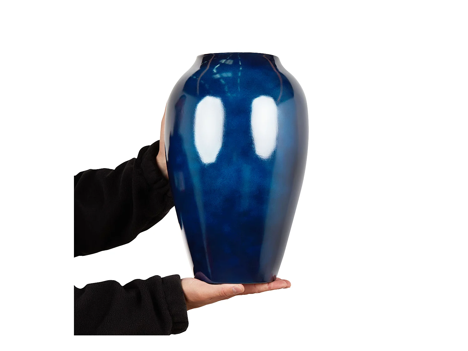 Vase à fleurs OCANA Céramique 37 cm Bleu foncé