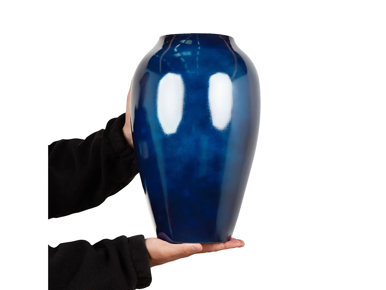 Vase à fleurs OCANA Céramique 37 cm Bleu foncé
