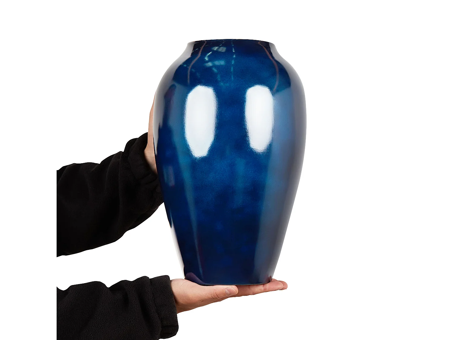 Vase à fleurs OCANA Céramique 37 cm Bleu foncé