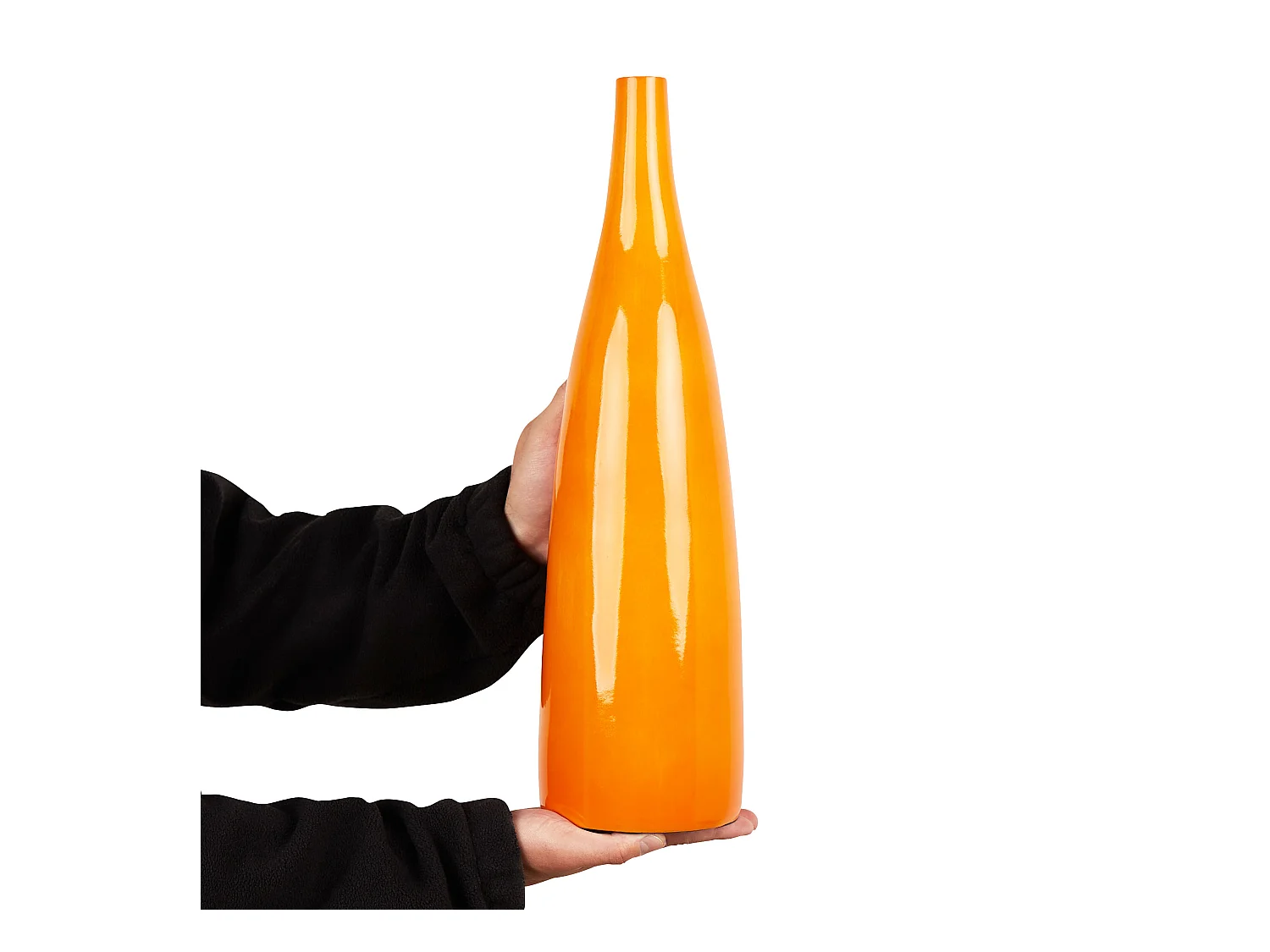 Hohe Blumenvase Terrakotta handgefertigt orange 50cm Flaschenform Modern Sabdell
