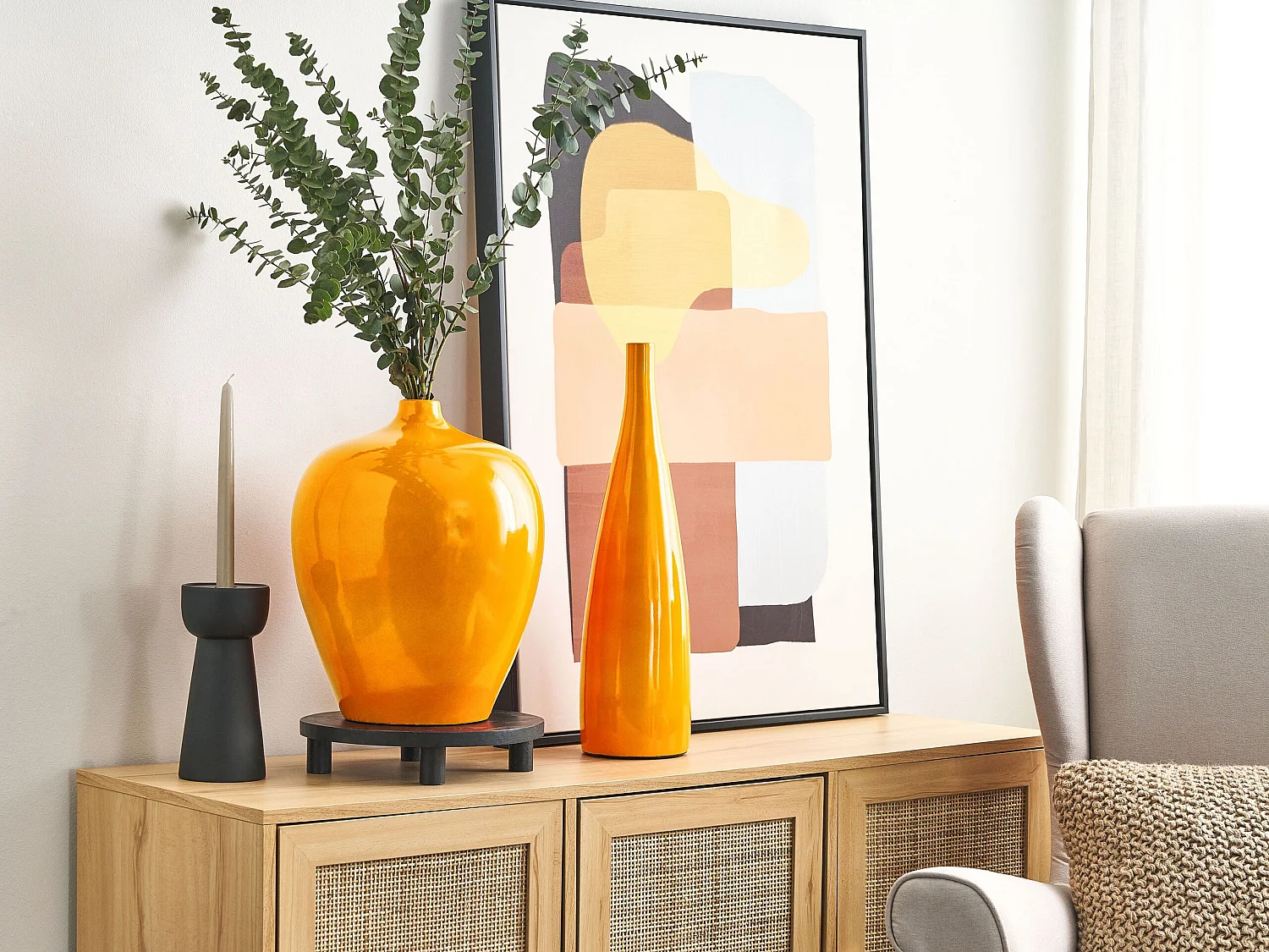 Vase à fleurs SABADELL Céramique 50 cm Orange