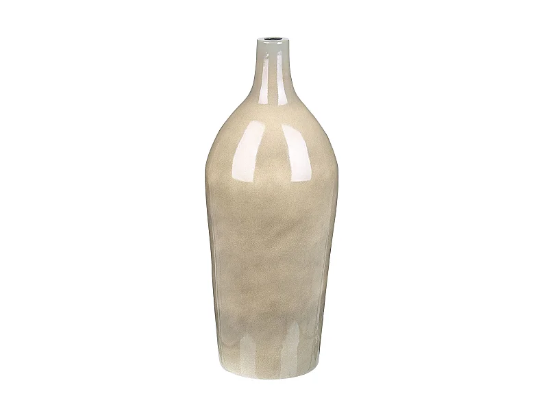 Hohe Blumenvase Terrakotta handgefertigt beige 47 cm Flaschenform Modern Leganes