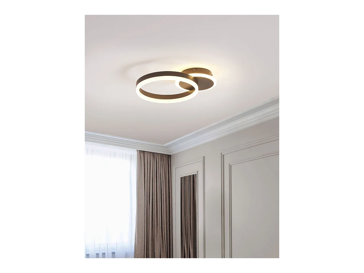 Moderne Runde Aluminium Deckenleuchte LED Lampe Kreis Ring Lichtschirm Braun Glyde