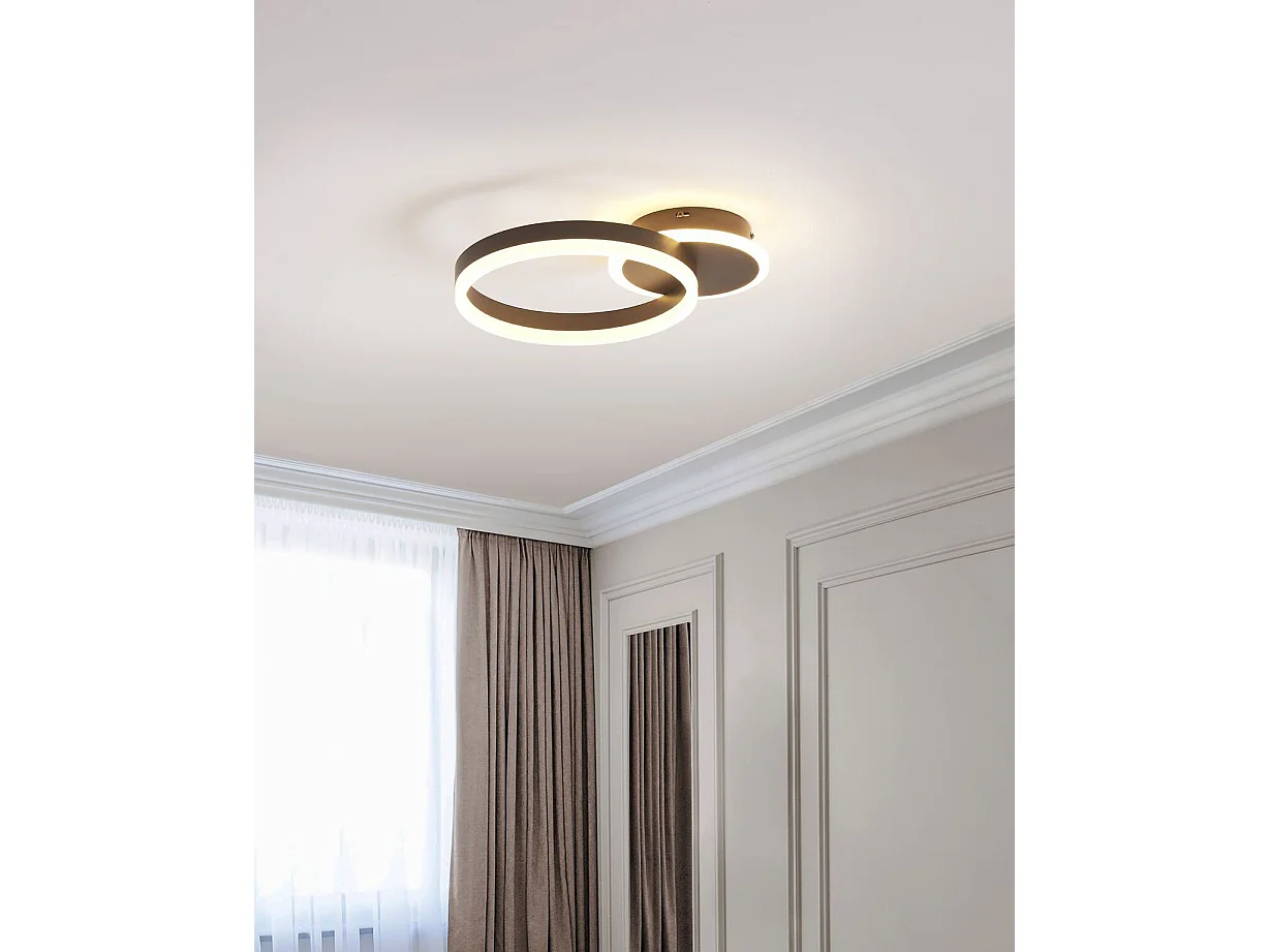 Moderne Runde Aluminium Deckenleuchte LED Lampe Kreis Ring Lichtschirm Braun Glyde