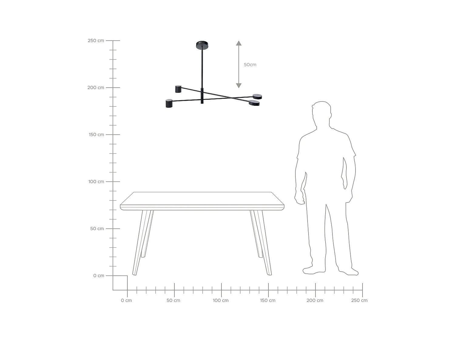 Moderne Hängeleuchte mit 4 Lichtern Minimalistisch Schwarz Bandon