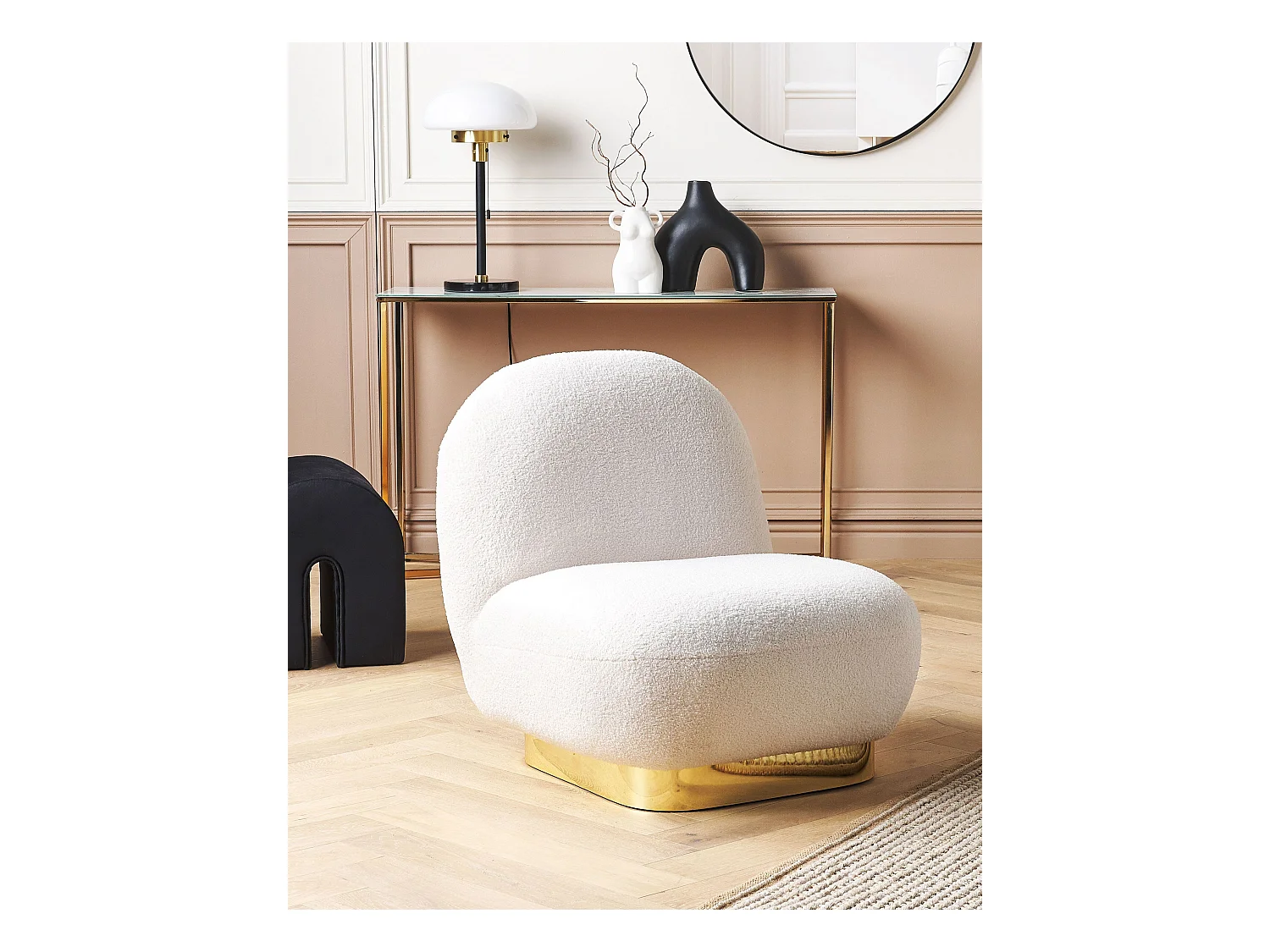 Fauteuil LOVIISA Bouclé Blanc