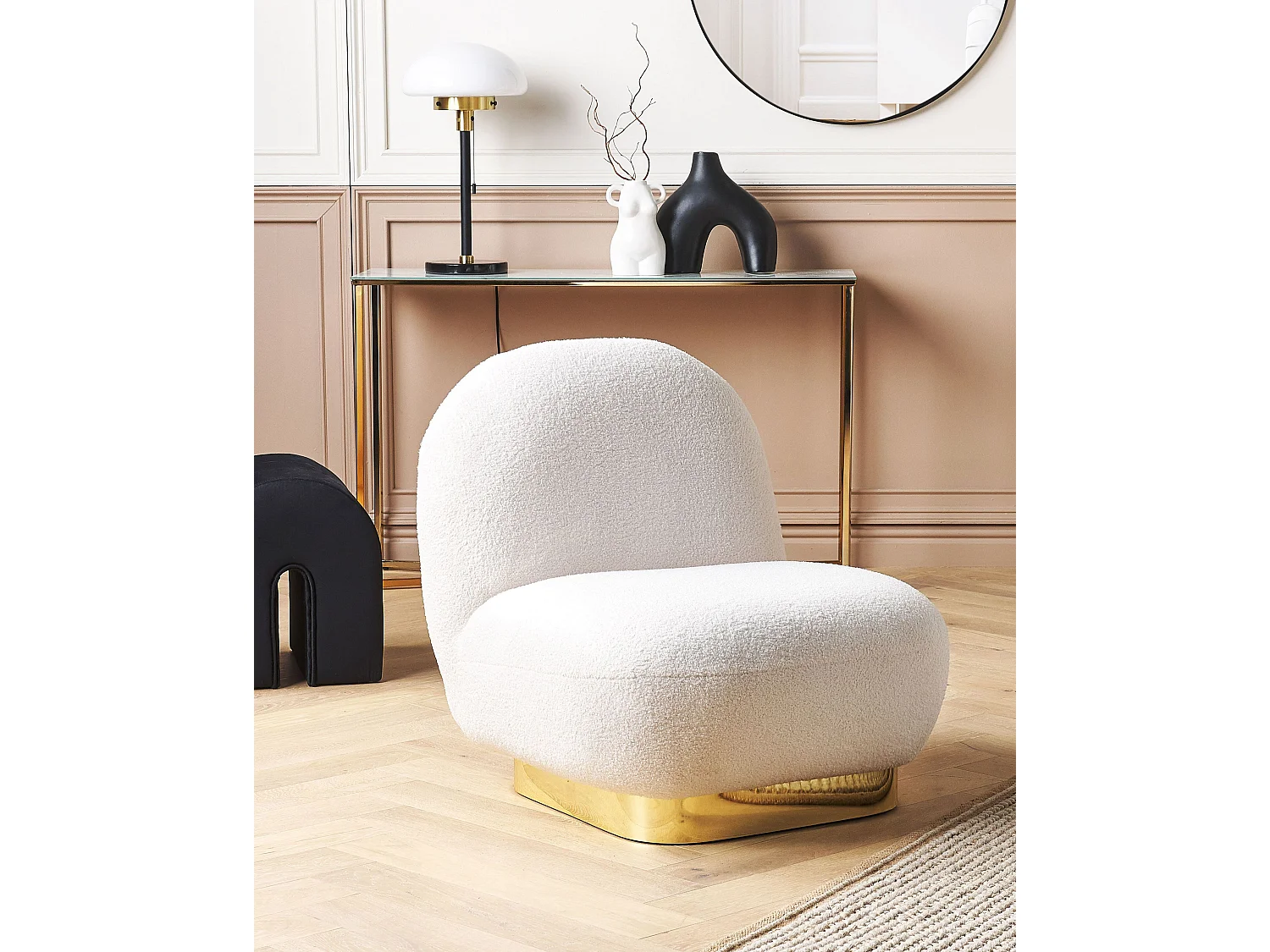 Fauteuil LOVIISA Bouclé Blanc