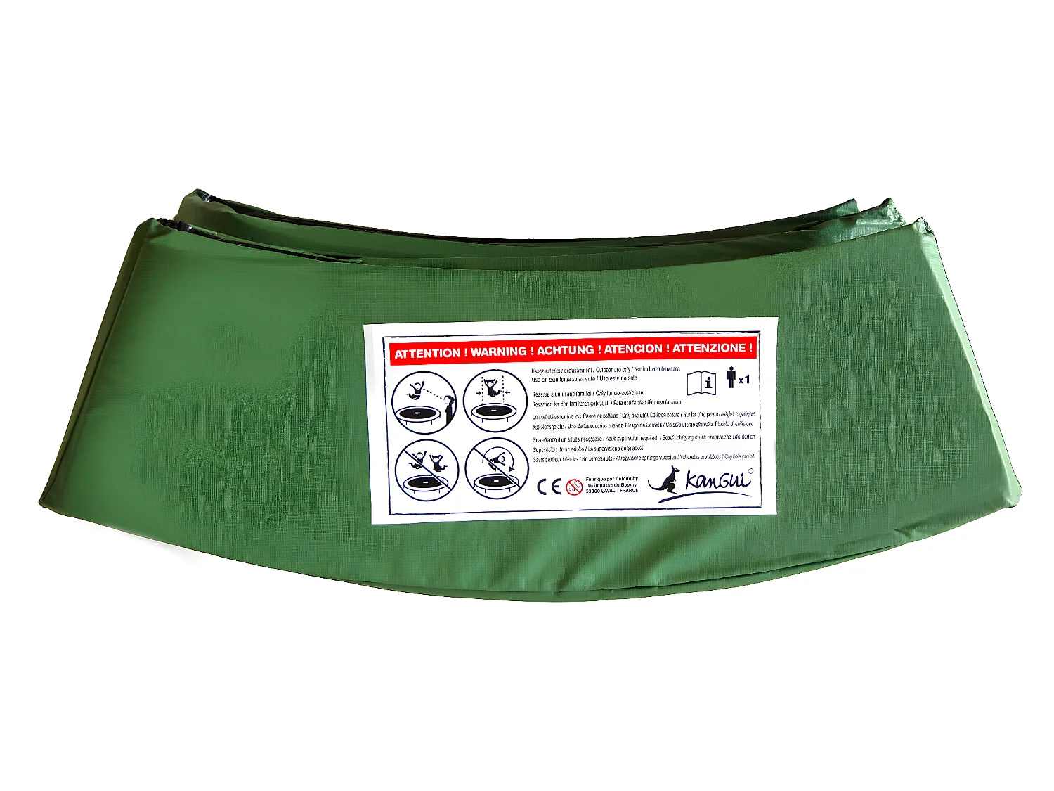 Kangui - Coussin de protection vert pour trampoline Ø 305 cm