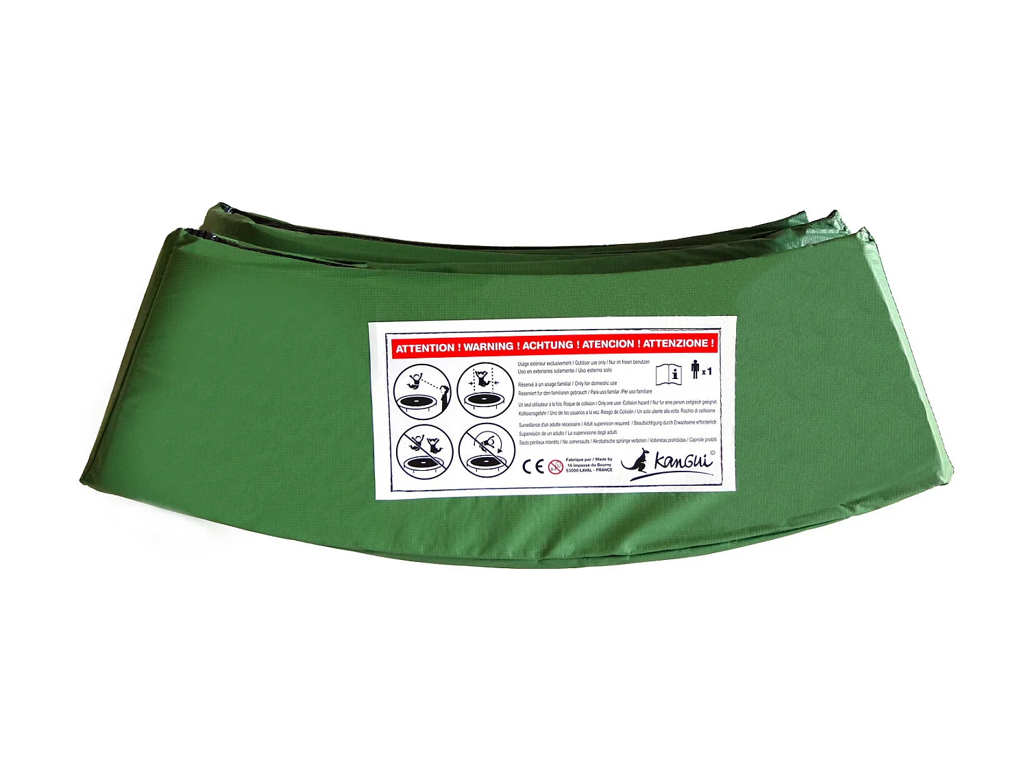 Kangui - Coussin de protection vert pour trampoline Ø 430 cm