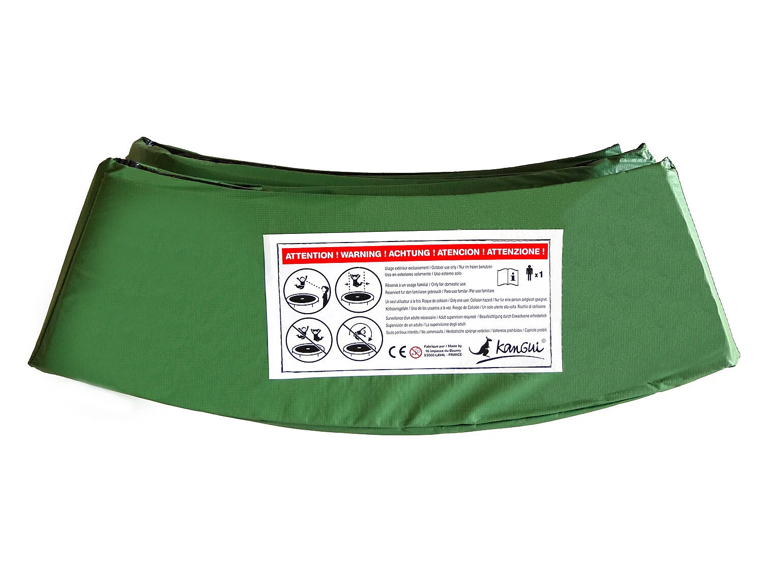 Kangui - Coussin de protection vert pour trampoline Ø 430 cm