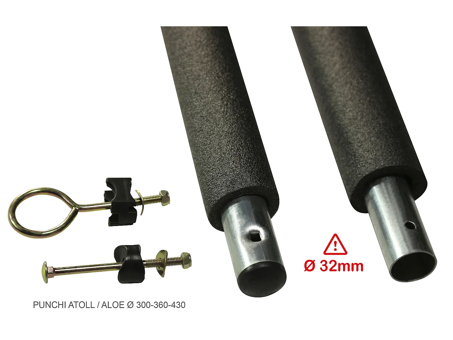 Un poteau de filet de sécurité Ø32mm pour trampolines (longeur 212 cm)