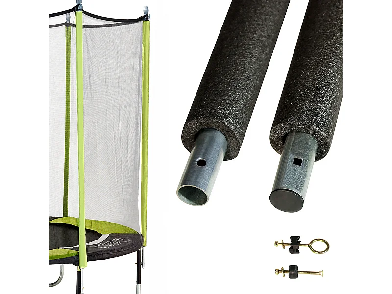 Un poteau de filet standard Ø25mm pour trampolines de jardin avec mousse et visserie (longueur totale 221.5cm)
