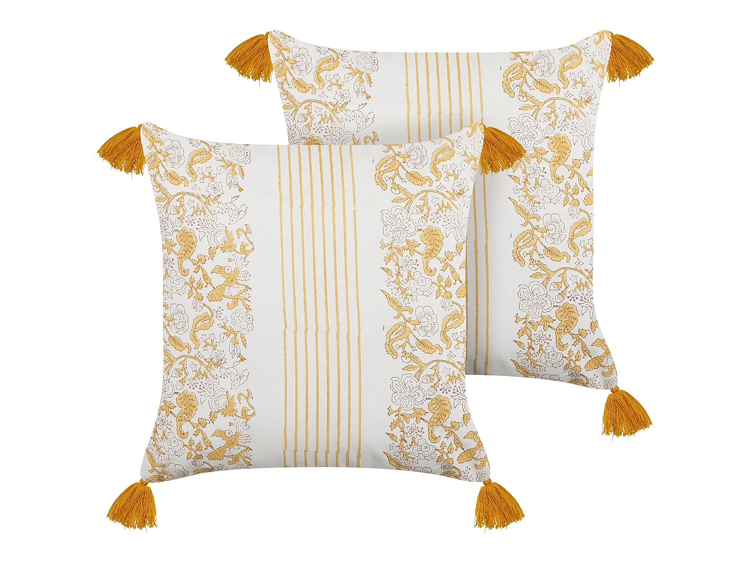 Zestaw 2 poduszek dekoracyjnych BILOBA Bawełna 45 x 45 cm Żółty Wzór kwiatowy