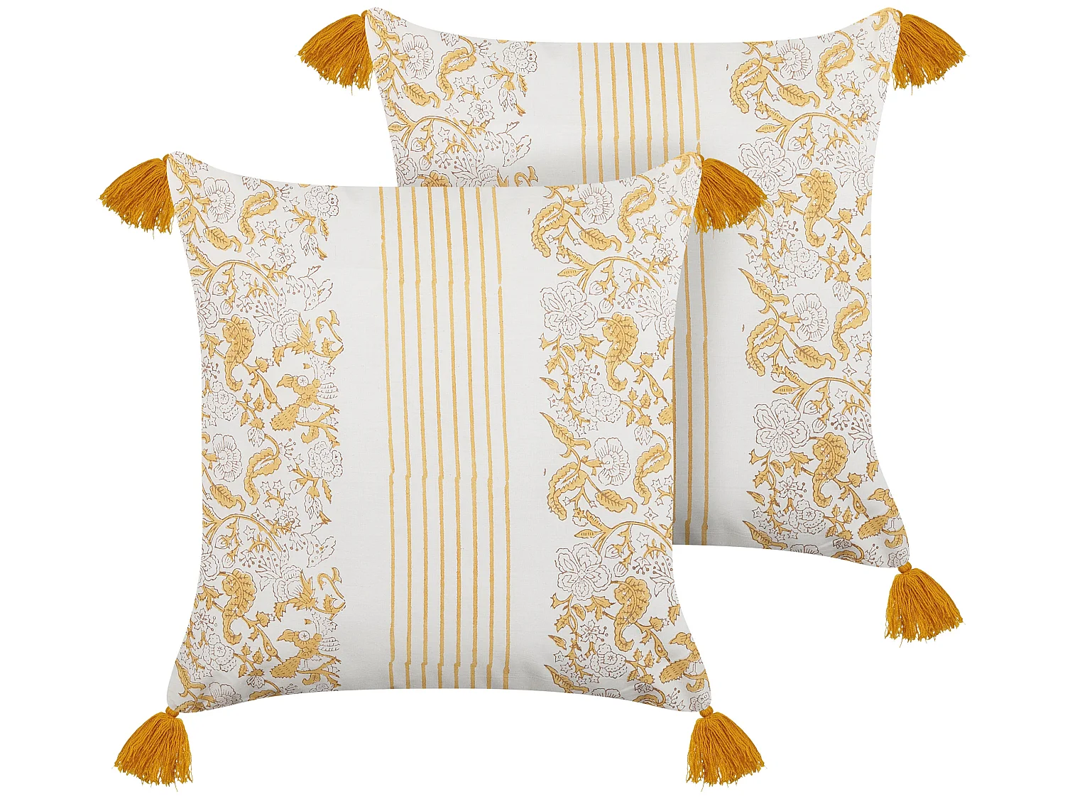 Lot de 2 coussins décoratifs BILOBA Coton 45 x 45 cm Jaune Motif floral