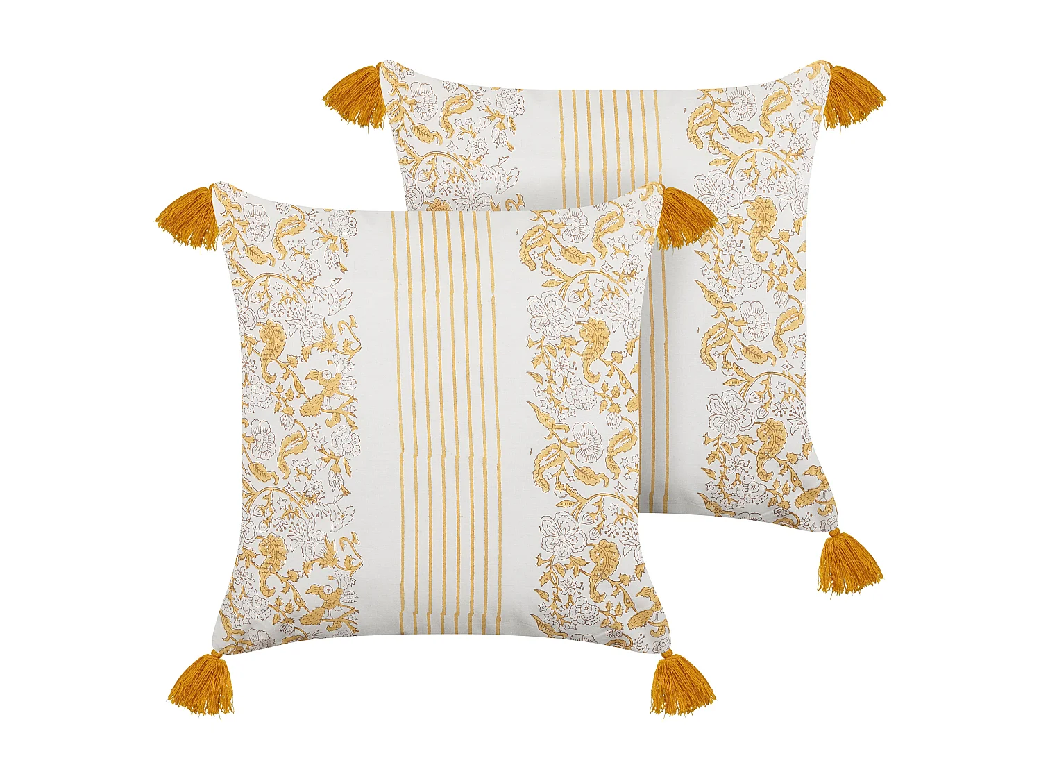 Set di 2 cuscini BILOBA Cotone 45 x 45 cm Giallo Trama floreale