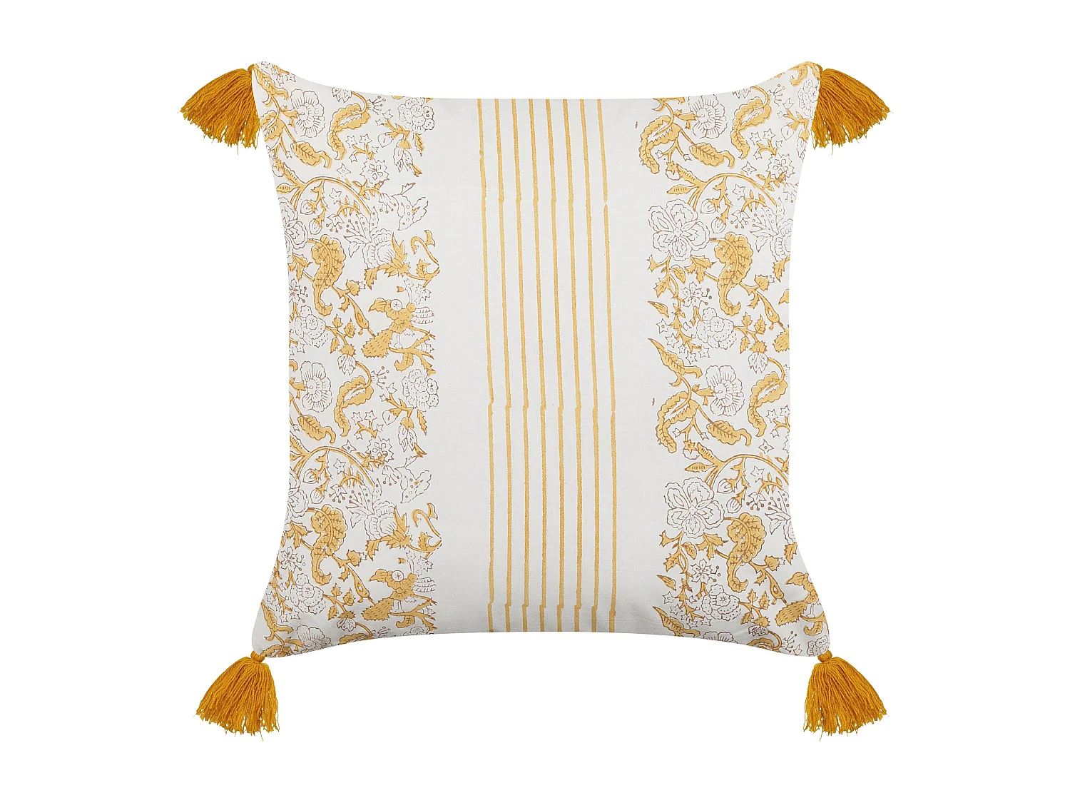 Set di 2 cuscini BILOBA Cotone 45 x 45 cm Giallo Trama floreale