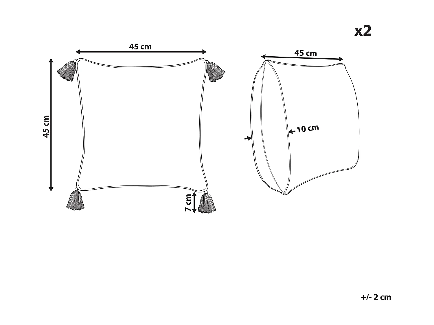 Set di 2 cuscini BILOBA Cotone 45 x 45 cm Giallo Trama floreale