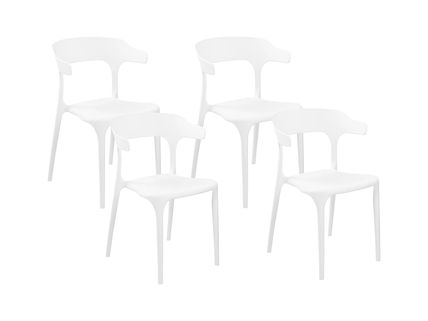 Indoor und Outdoor Stuhl 4er Set Kunststoff weiß stapelbar Skandi Modern Gubbio