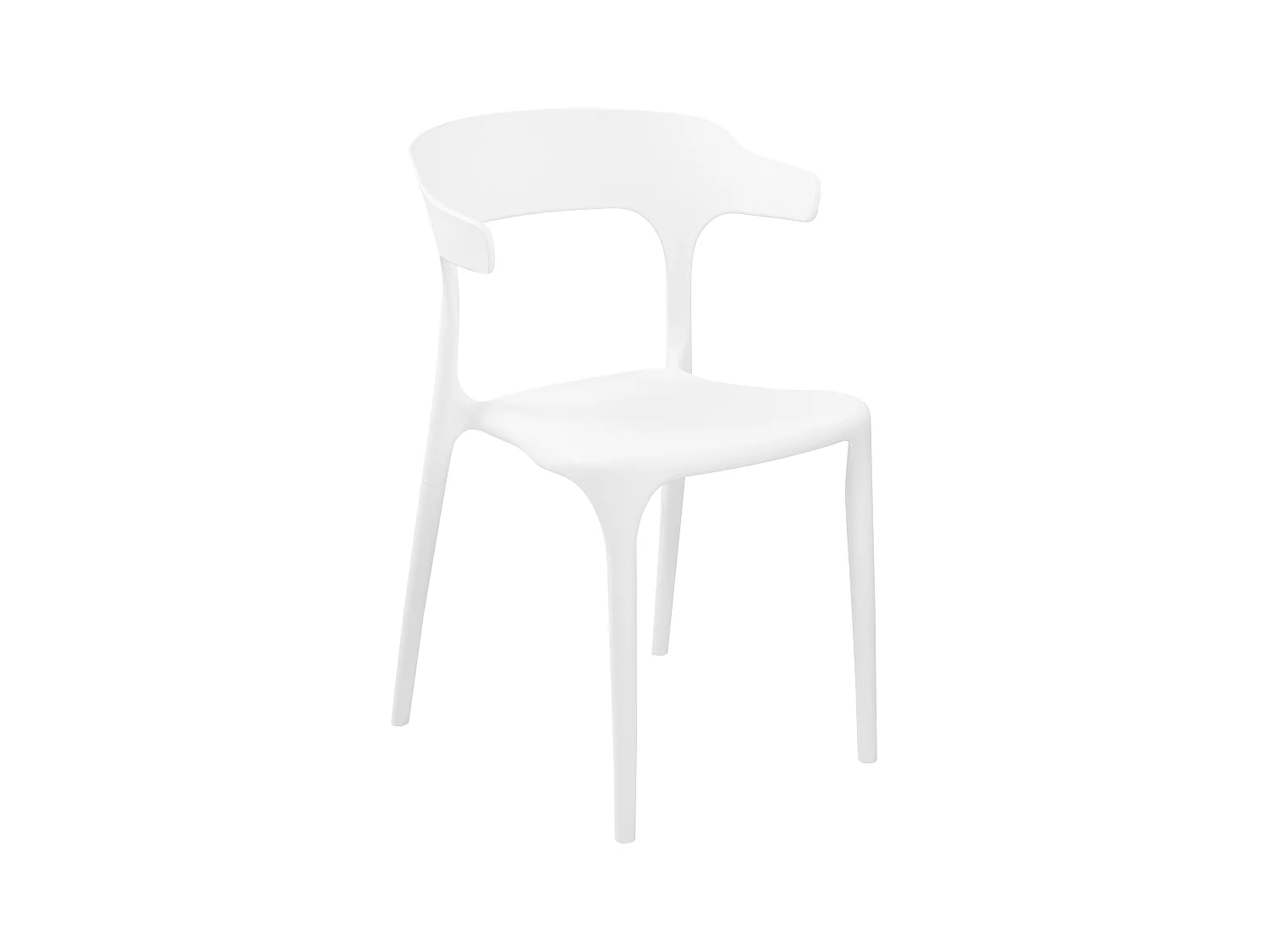 Indoor und Outdoor Stuhl 4er Set Kunststoff weiß stapelbar Skandi Modern Gubbio