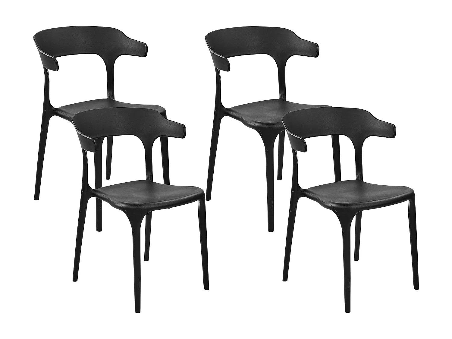 Indoor & Outdoor Stuhl 4er Set Kunststoff schwarz stapelbar Skandi Modern Gubbio