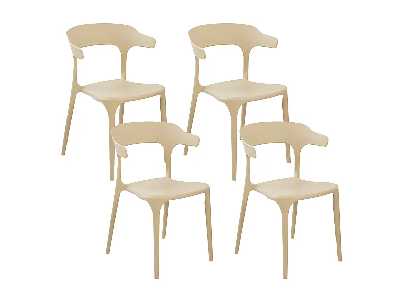 Indoor & Outdoor Stuhl 4er Set Kunststoff beige stapelbar Skandi Modern Gubbio