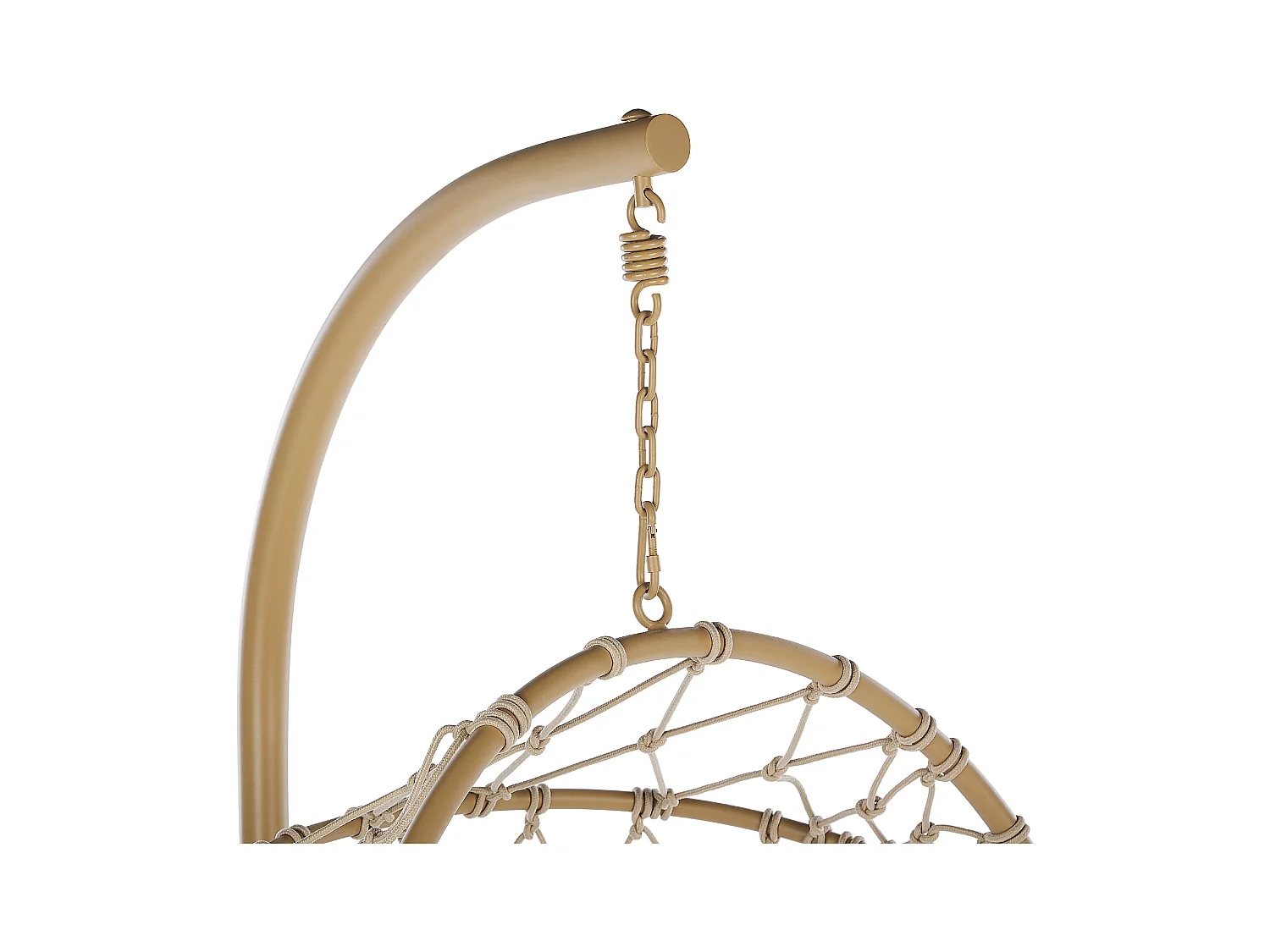 Moderner Hängekorbsessel Flechtseil mit beigem Gestell inkl. Kissen weiß Adria