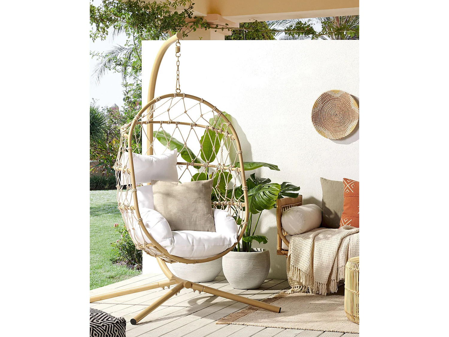 Fauteuil suspendu avec support ADRIA Métal Beige