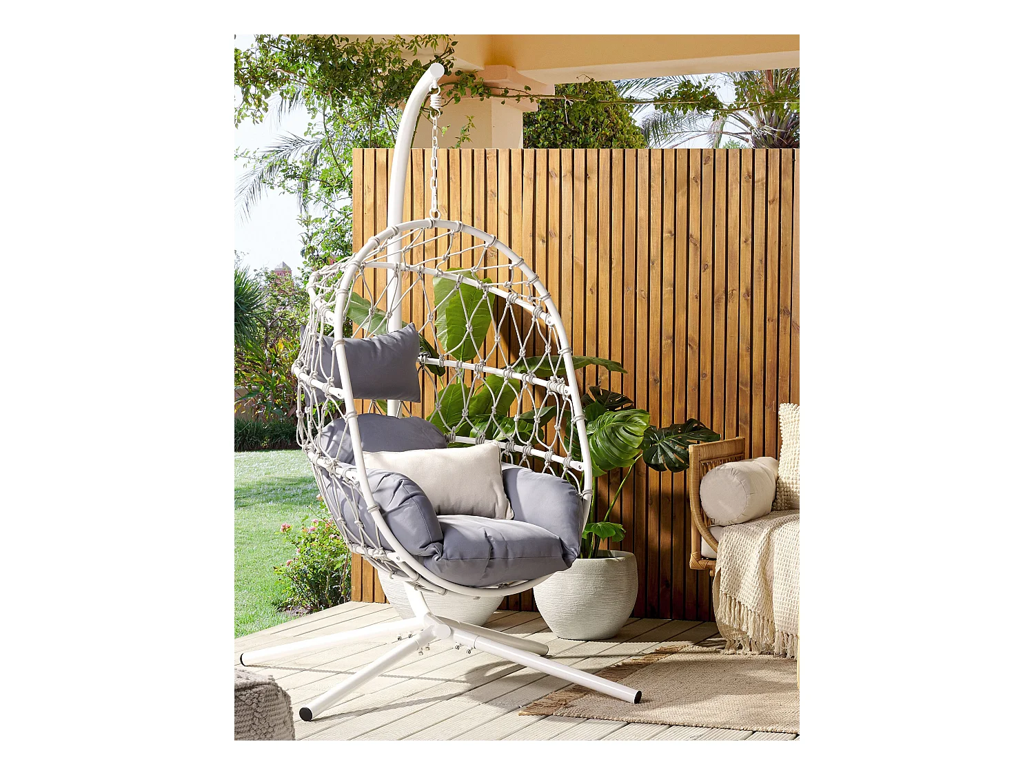 Silla colgante con soporte ADRIA Metal Blanco