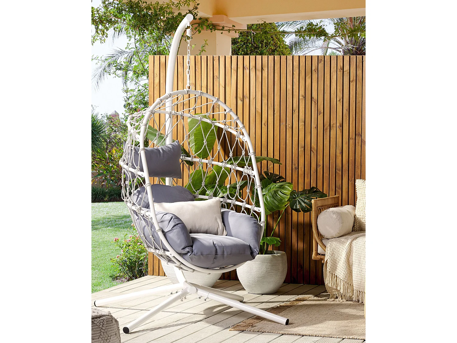 Fauteuil suspendu avec support ADRIA Métal Blanc