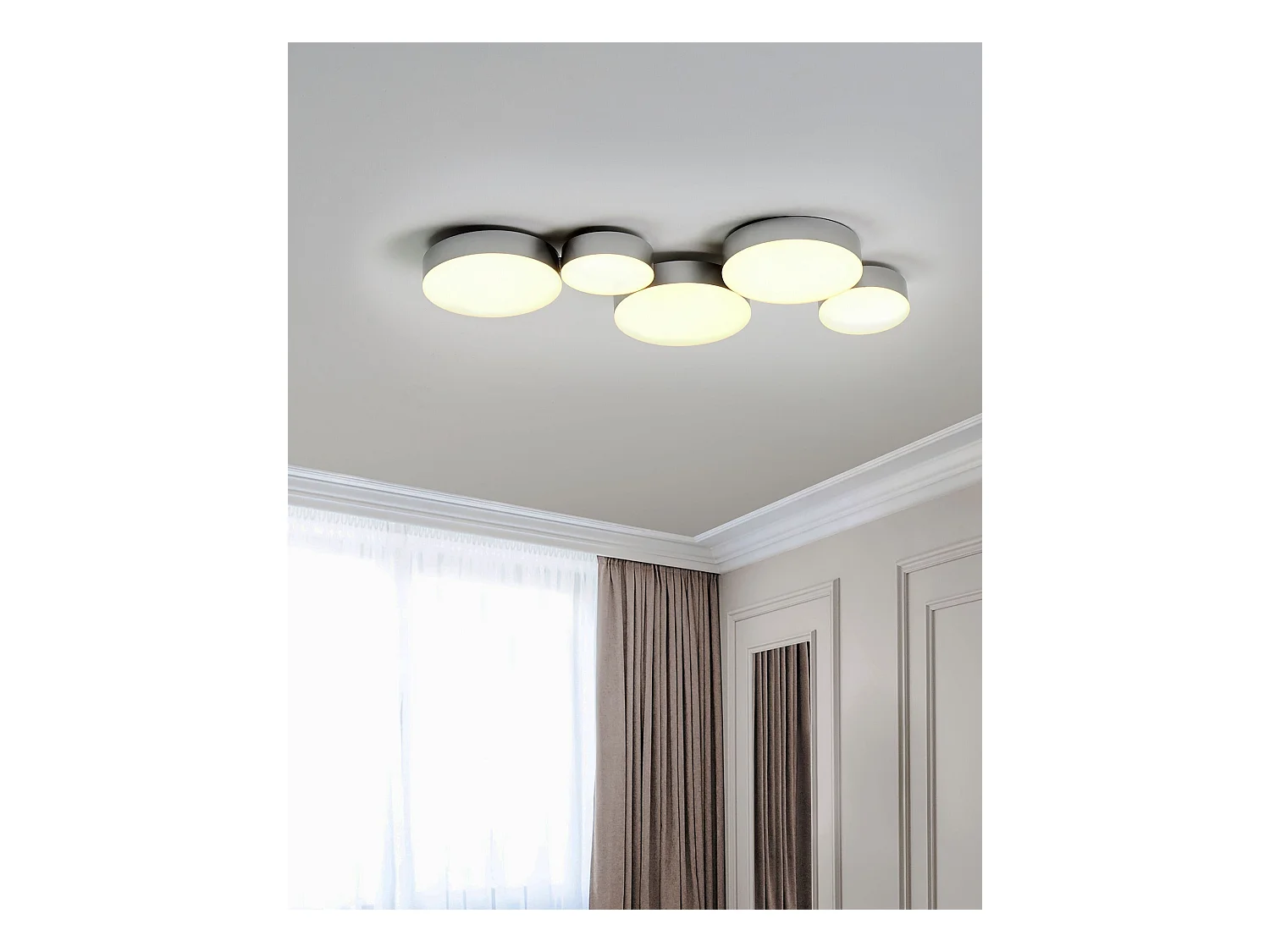 Deckenleuchte LED silber Eisen 5 Schirme für Wohnzimmer Luga