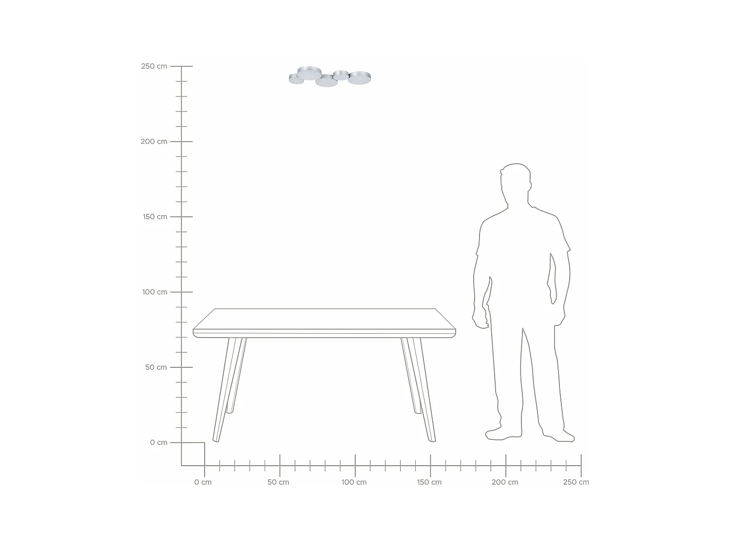 Deckenleuchte LED silber Eisen 5 Schirme für Wohnzimmer Luga