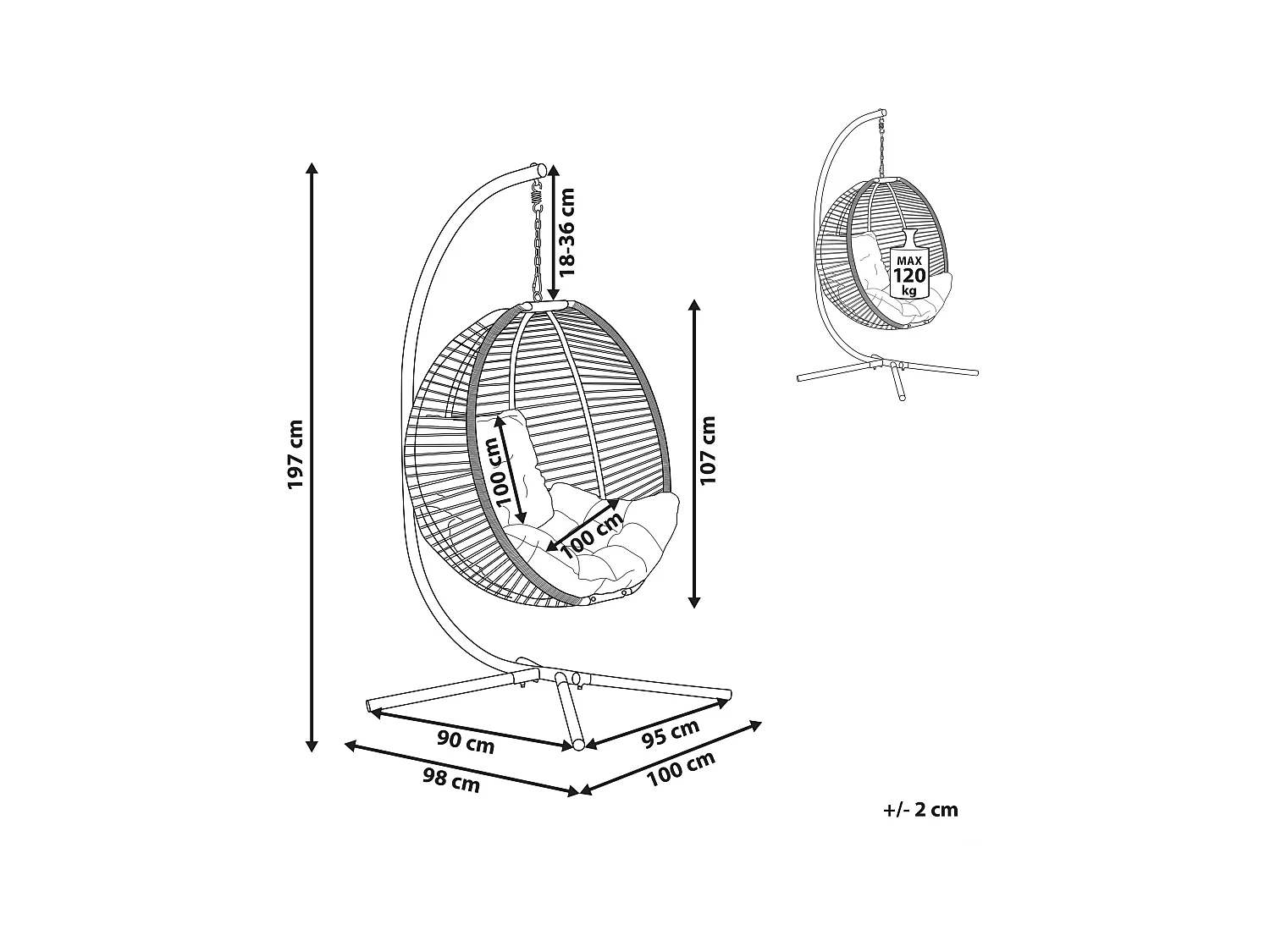 Cadeira Suspensa com Suporte ARCO Metal Creme