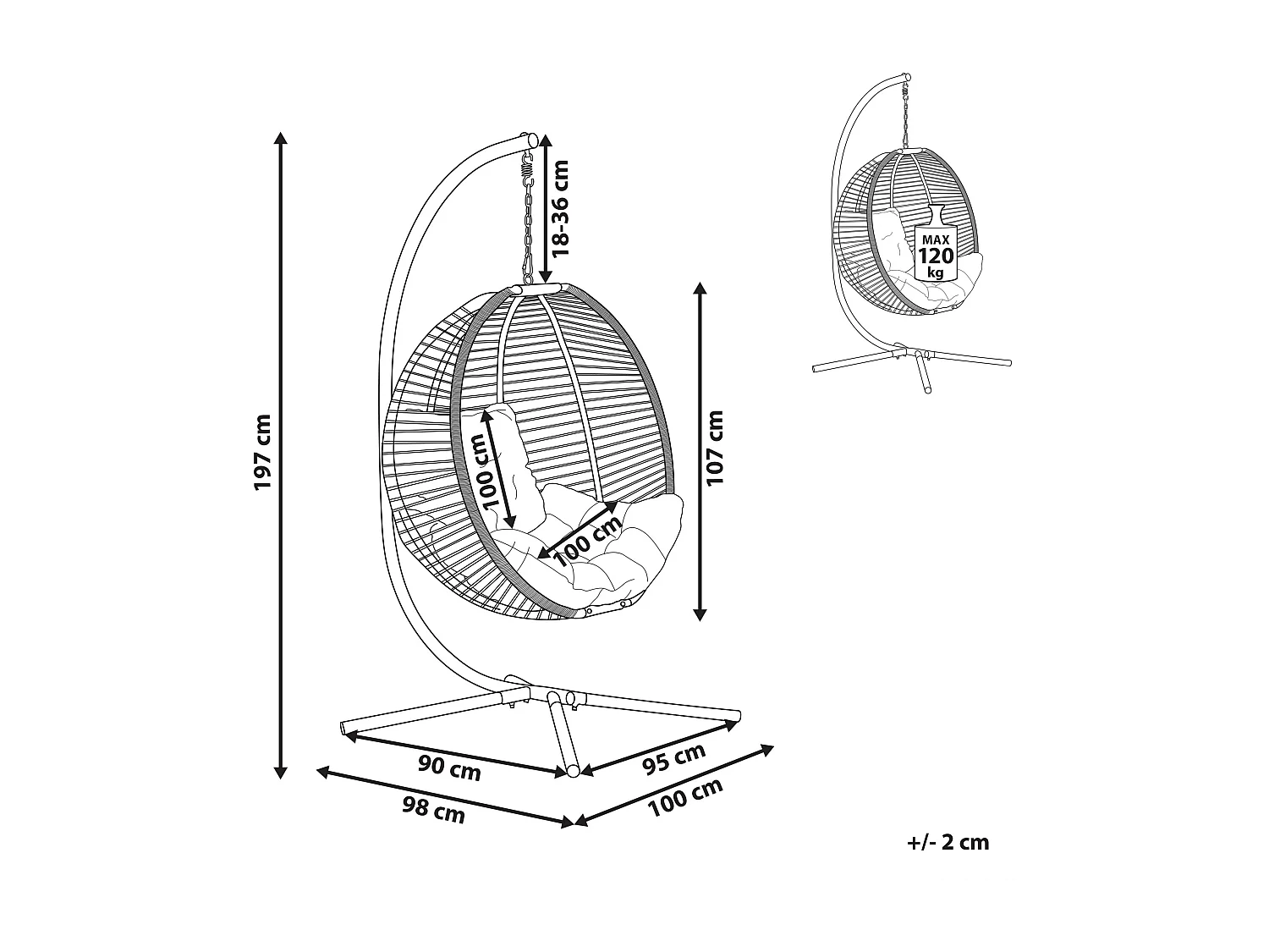 Cadeira Suspensa com Suporte ARCO Metal Creme