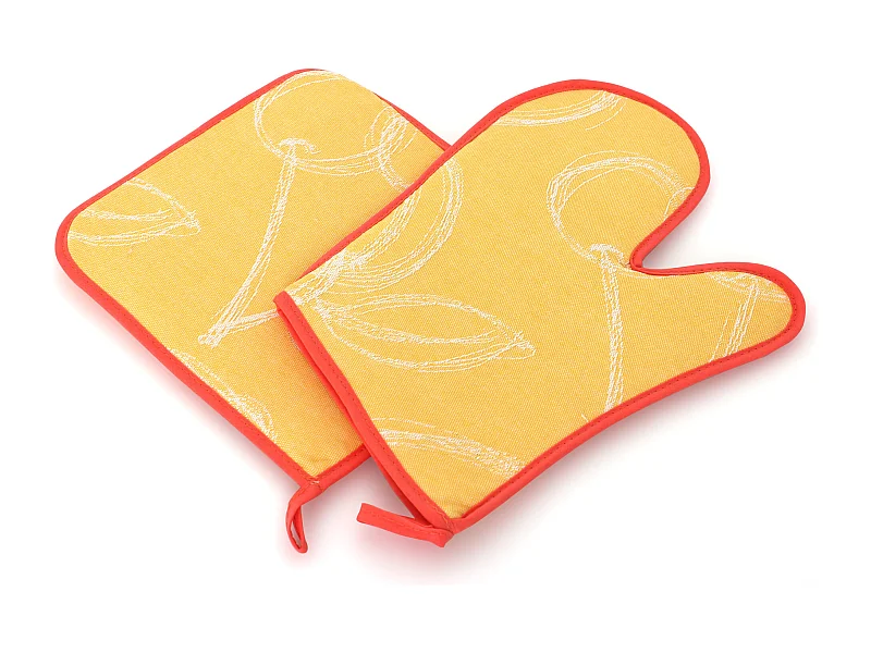 Set de cuisine 2 pièces : gant de cuisine et manique LINE Orange