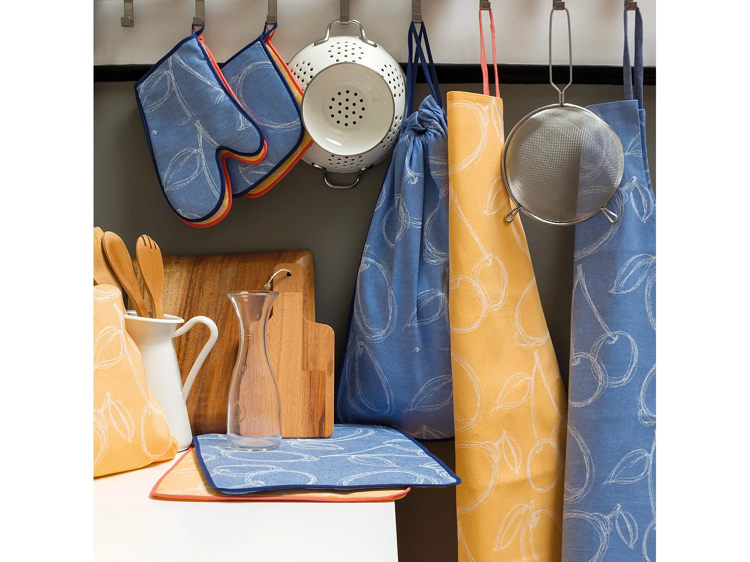 Set de cuisine 2 pièces : gant de cuisine et manique LINE Orange