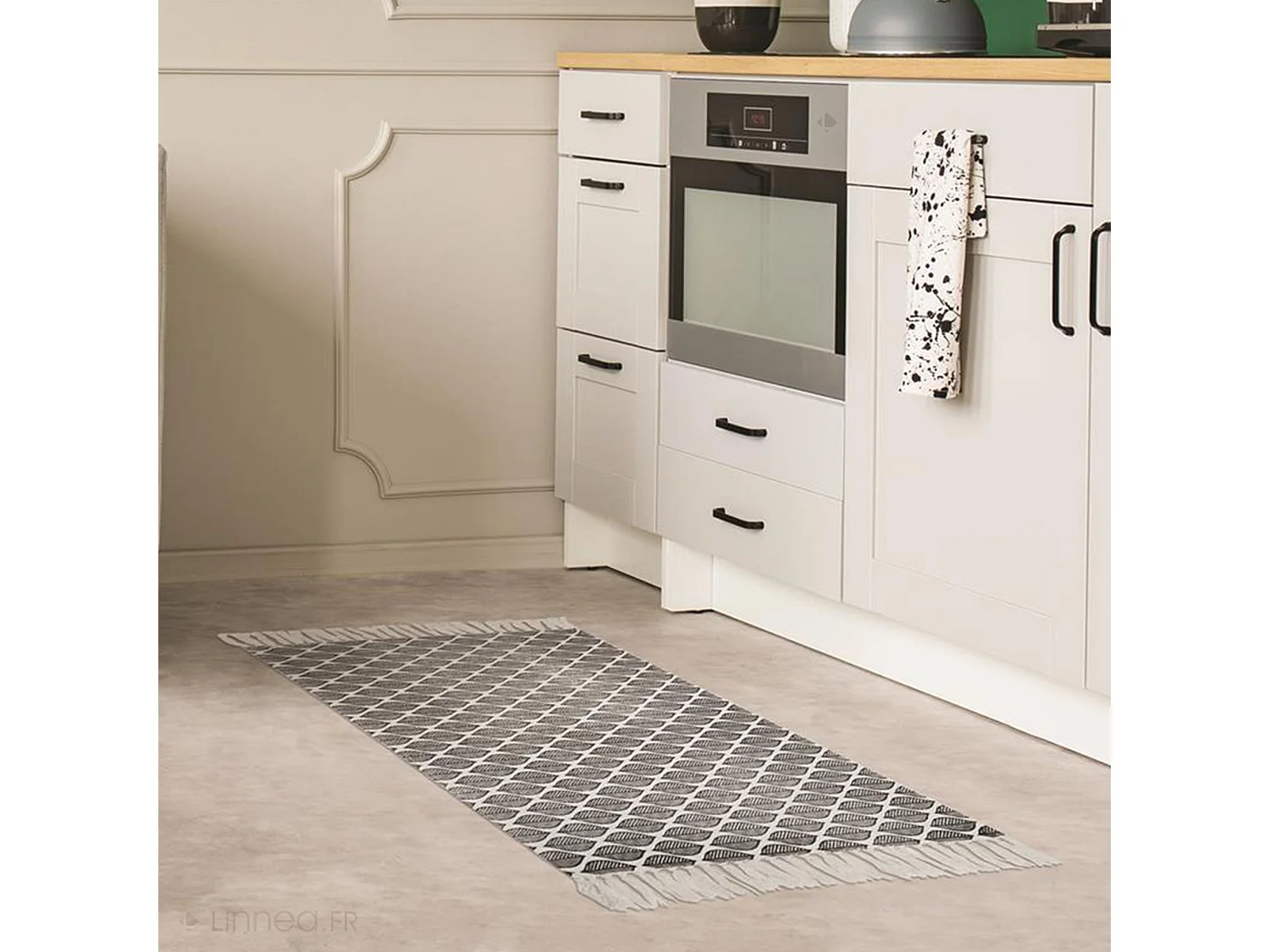 Tapis de cuisine 50x80 cm ZESTE motif feuille gris