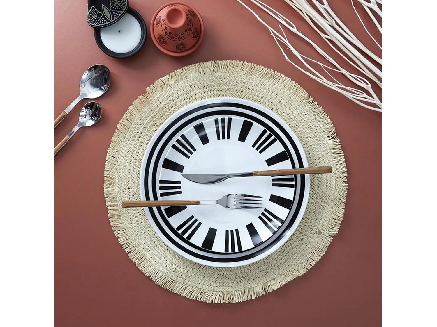 Lot de 2 sets de table rond 38 cm CIRCULO beige