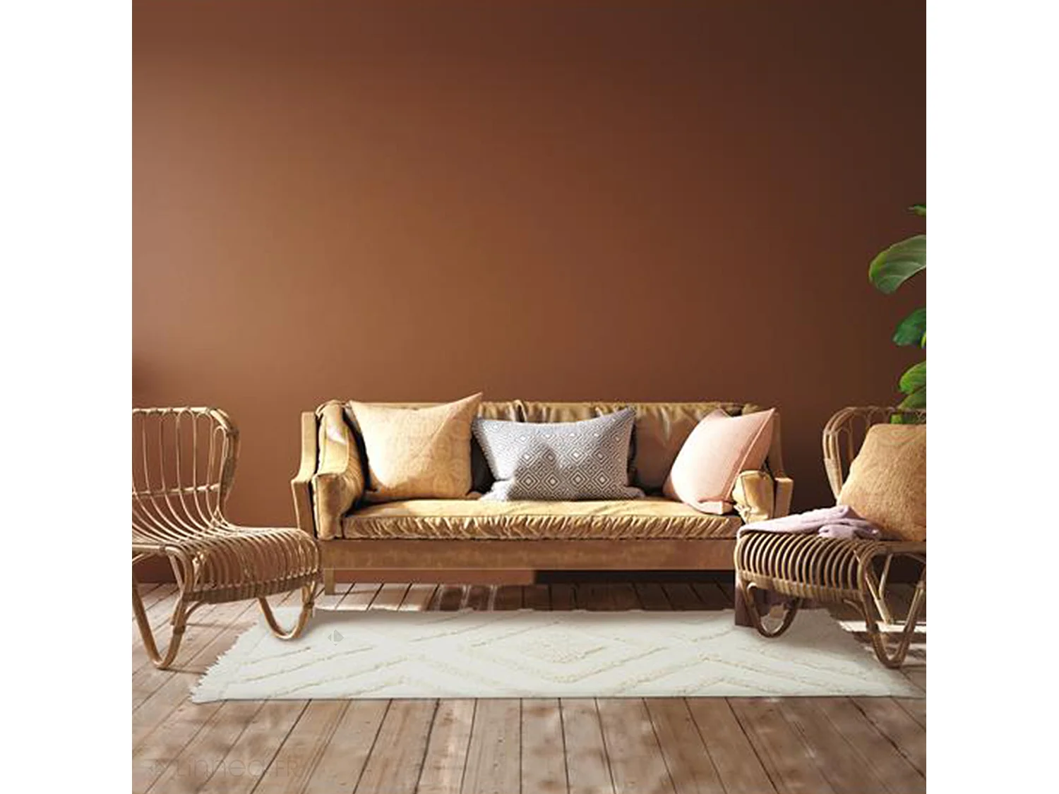 Tapis de salon 120x170 cm FAUCON motif tufté écru