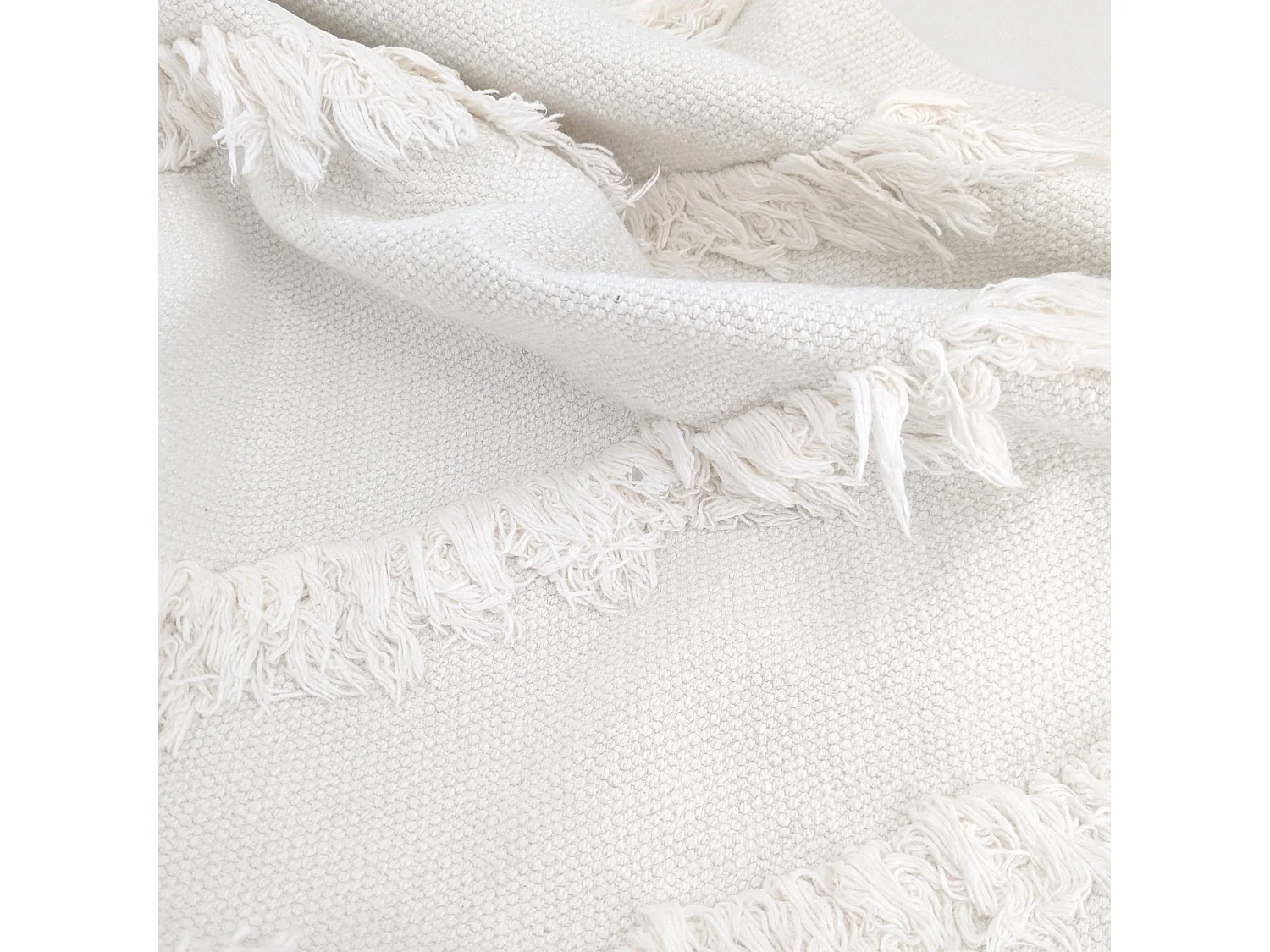 Tapis de salon 120x170 cm FAUCON motif tufté écru