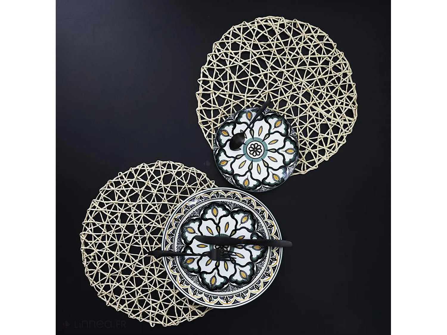 Lot de 2 sets de table rond 38 cm AJOURE beige