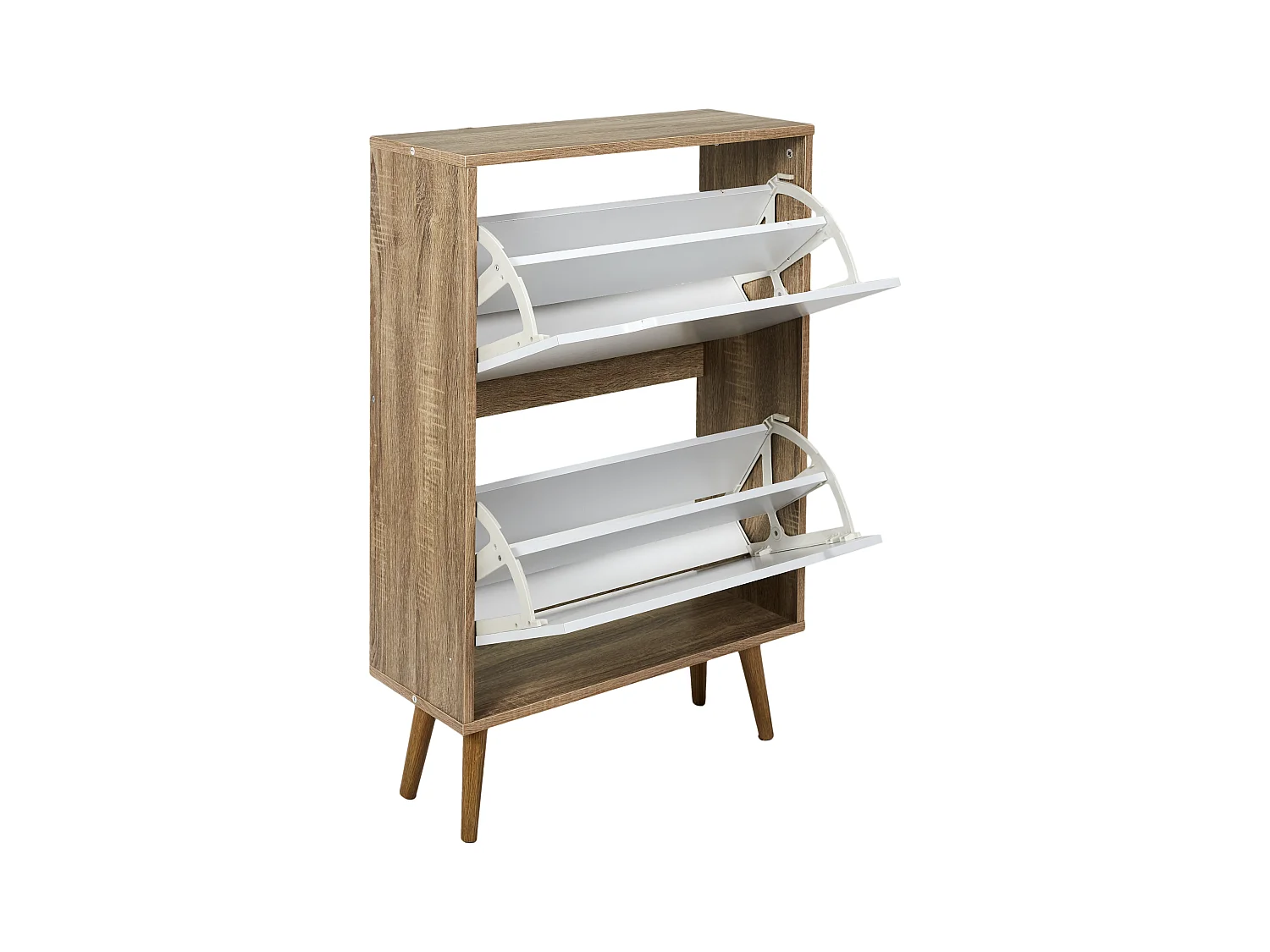 Meuble à chaussures 2 abattants pieds bois