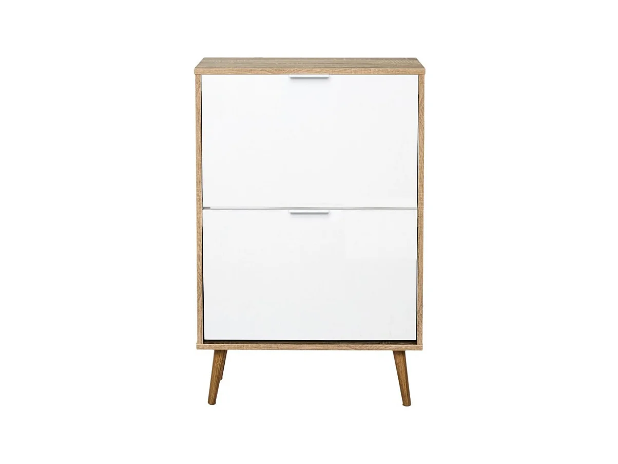 Meuble à chaussures 2 abattants pieds bois