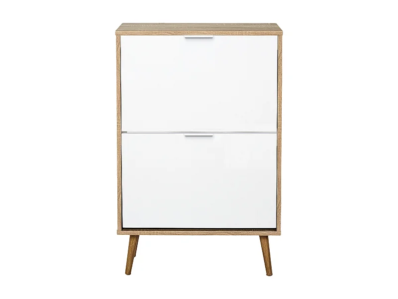 Meuble à chaussures 2 abattants pieds bois