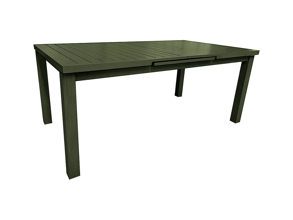 Table rectangulaire extensible Santorin 8/10 personnes en aluminium finition uni kaki - Jardiline