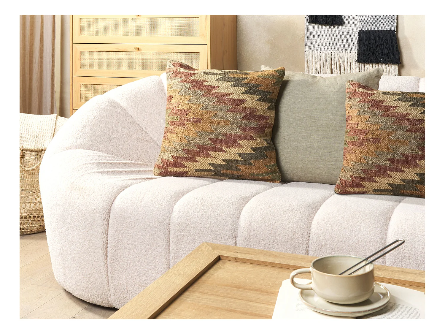 Lot de 2 coussins décoratifs DEEPOR Jute 45 x 45 cm Multicolore Motif oriental