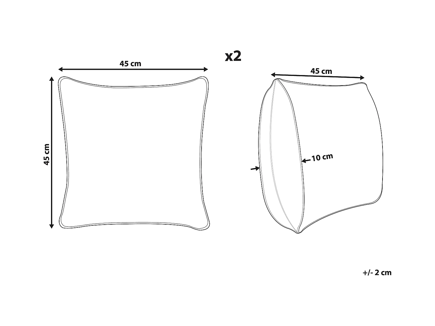 Lot de 2 coussins décoratifs DEEPOR Jute 45 x 45 cm Multicolore Motif oriental